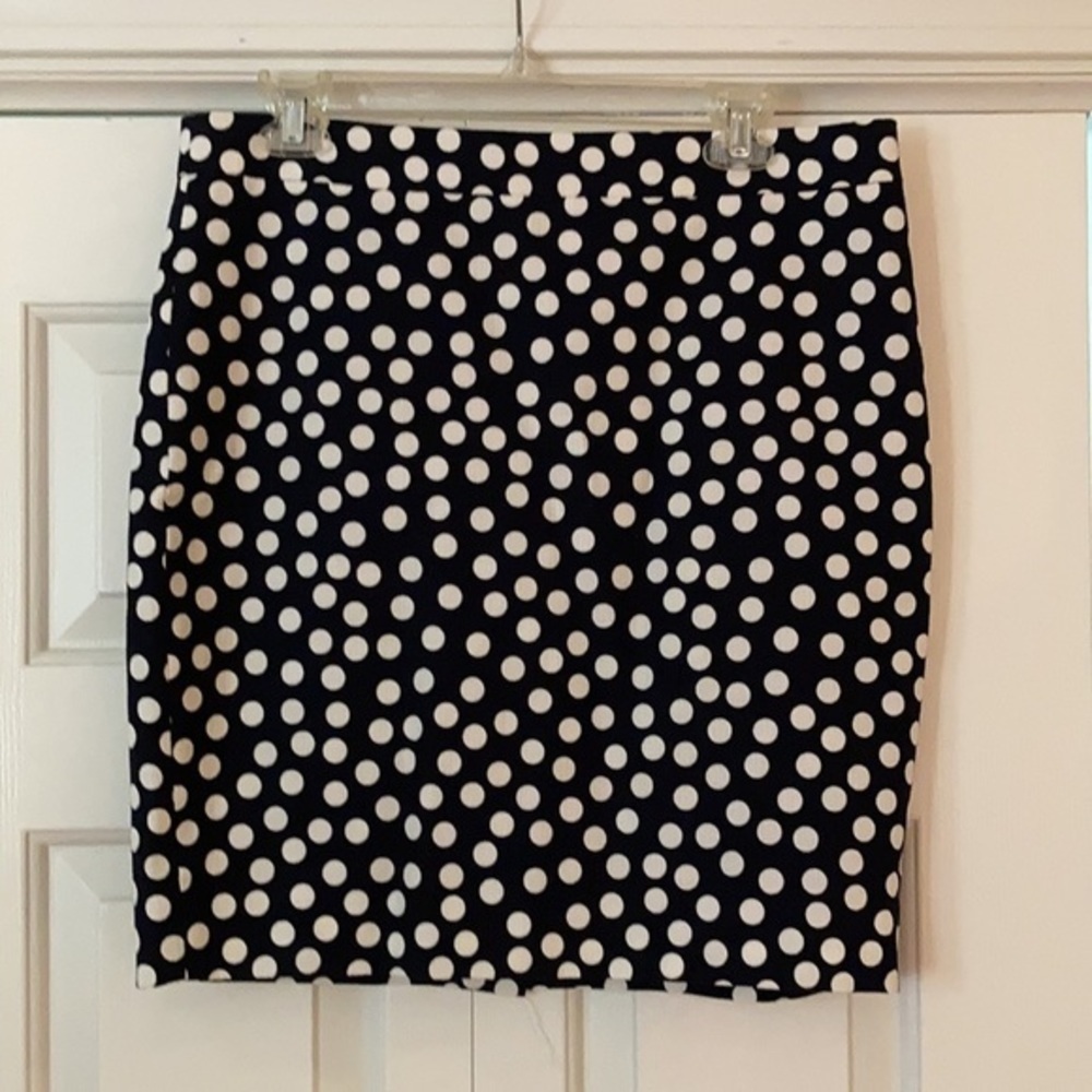 New J. Crew Navy polka dot pencil skirt 10 Petite - Picture 5 of 8